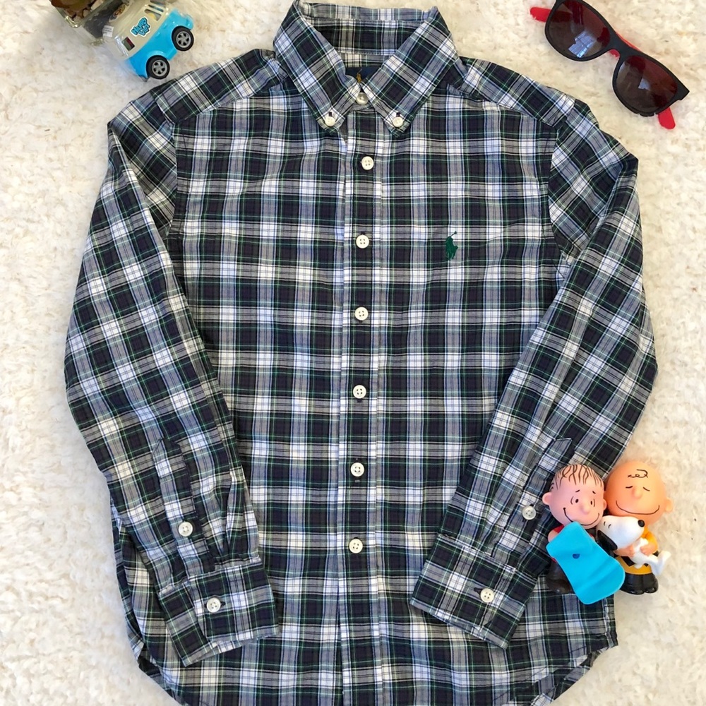 Ralph Lauren Plaid Button Down Shirt Boys Sz Small